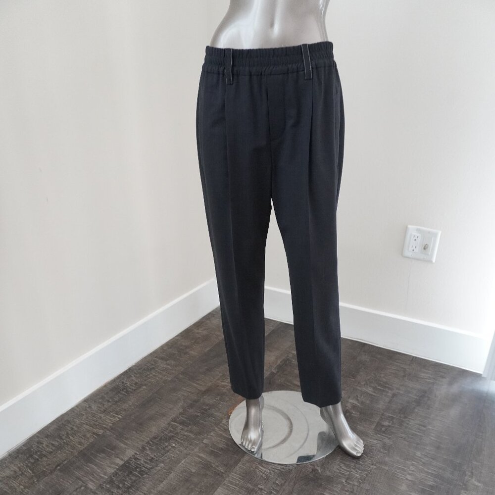 Brunello Cucinelli Monili Pants Gray Tapered Wool Blend Size 10 New Tag $1450